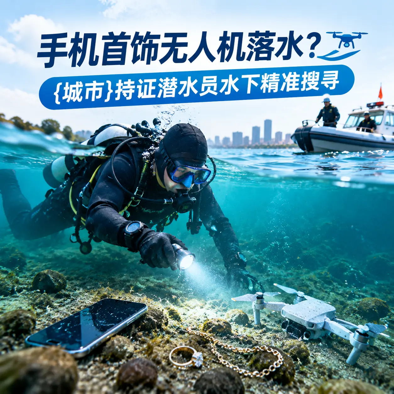 手机首饰无人机落水？海西持证潜水员水下精准搜寻